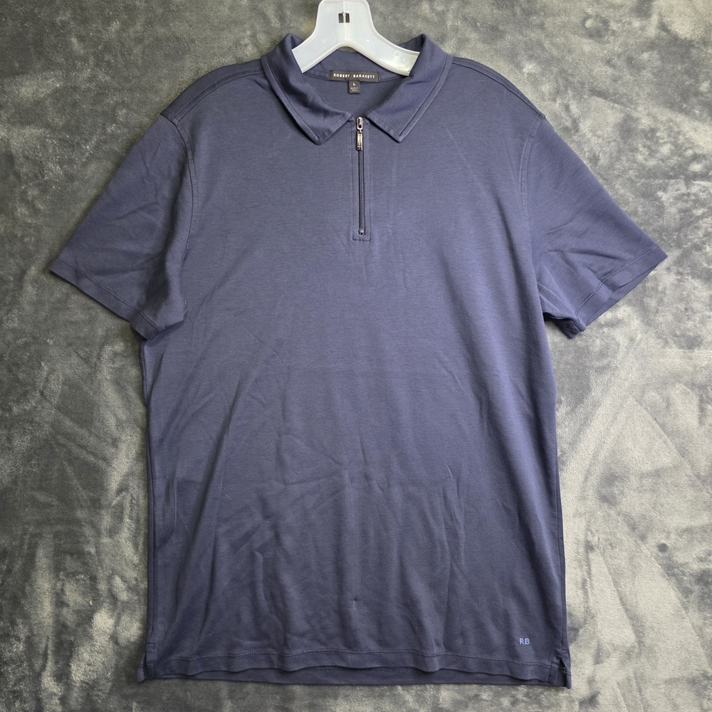 Robert Barakett Dark Blue Zip Polo Shirt